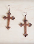 Burnished Copper Cross Earrings 200br