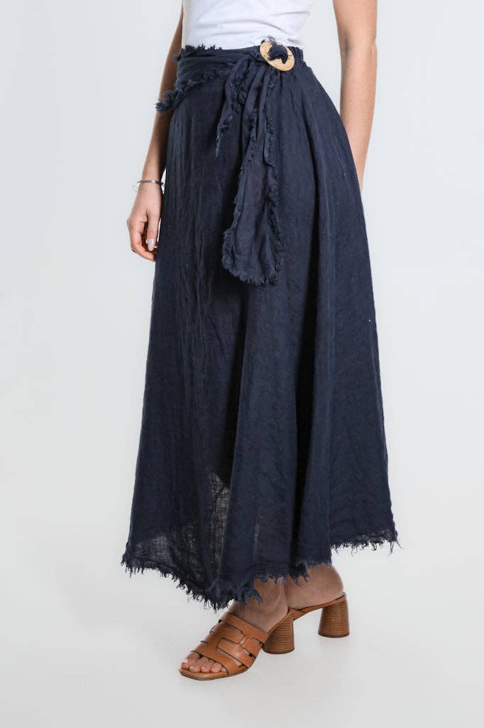 Tina Stephens Maureen Diagonal High Low Linen Skirt SS104