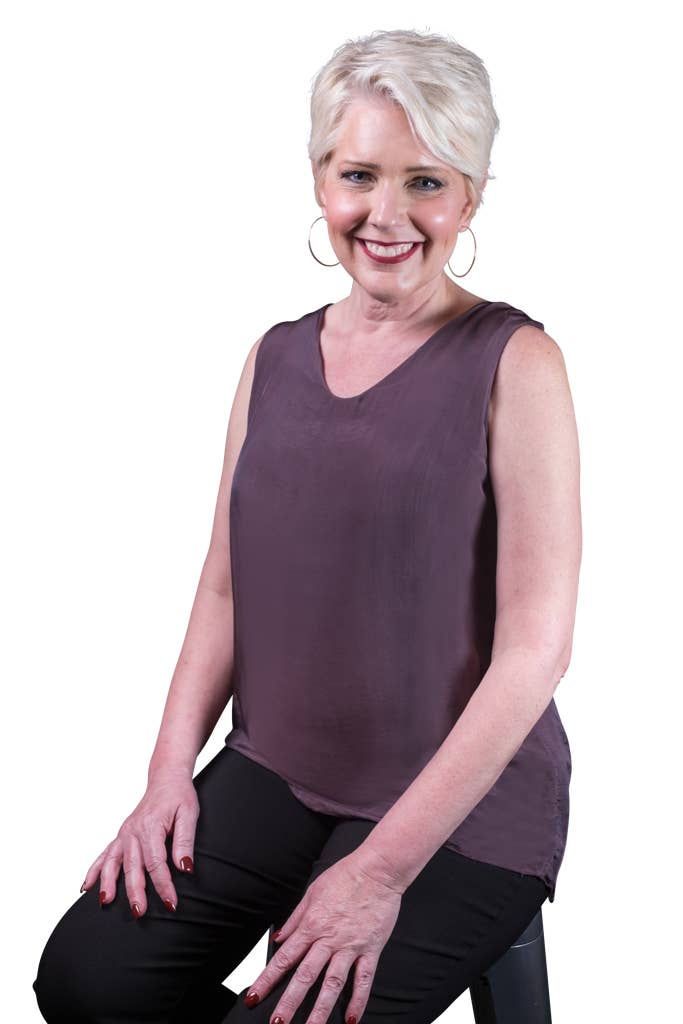 Tina Stephens Made In Italy Dina Silk V-Neck Tank