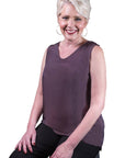 Tina Stephens Made In Italy Dina Silk V-Neck Tank