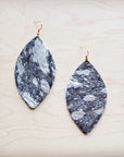 **Leather Oval Earring-Silver Metallic Hair on Hide 225h