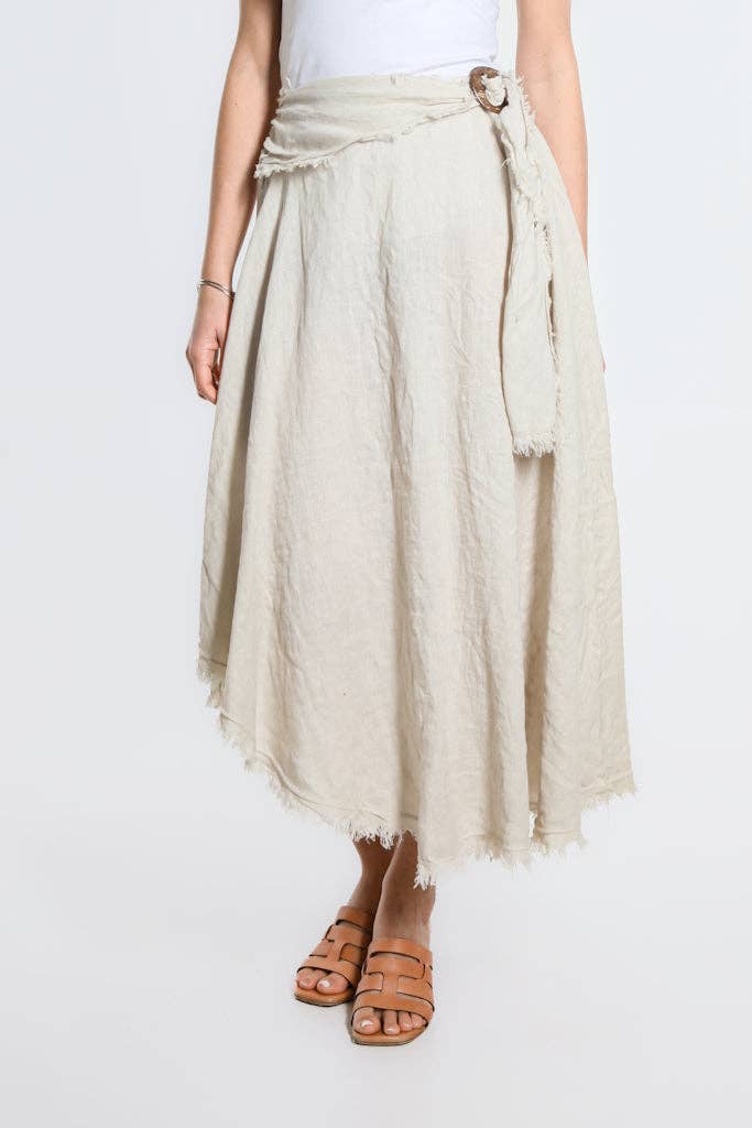 Tina Stephens Maureen Diagonal High Low Linen Skirt SS104