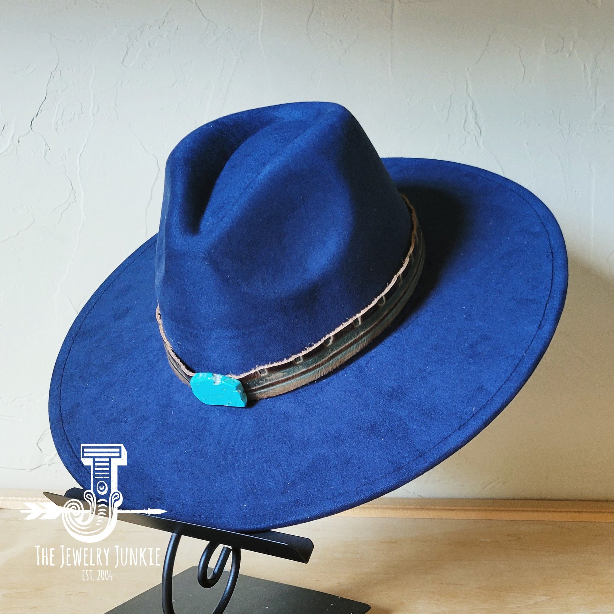 **Boho Western Felt Hat w/ Choice of Hatband- Navy 990a