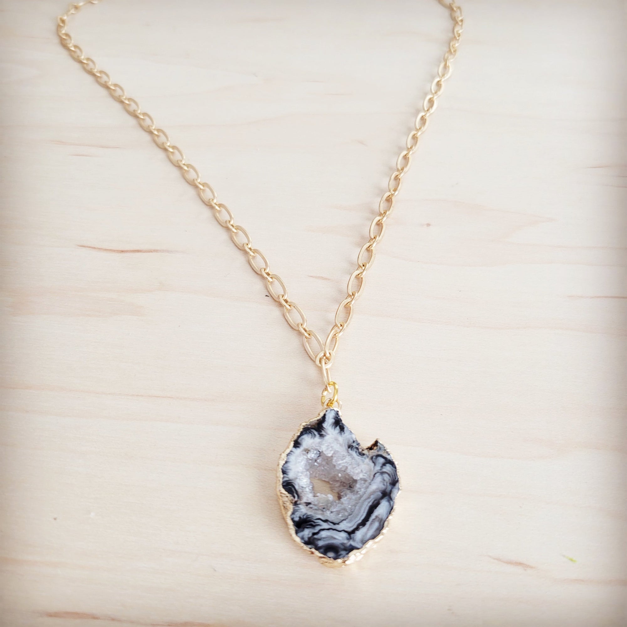 Gilded Black Agate Necklace 257ma