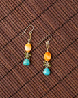 Spiny Oyster and Turquoise Dangle Earrings