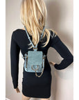 Chloe Blue Faye Mini Suede and Leather Backpack Bag