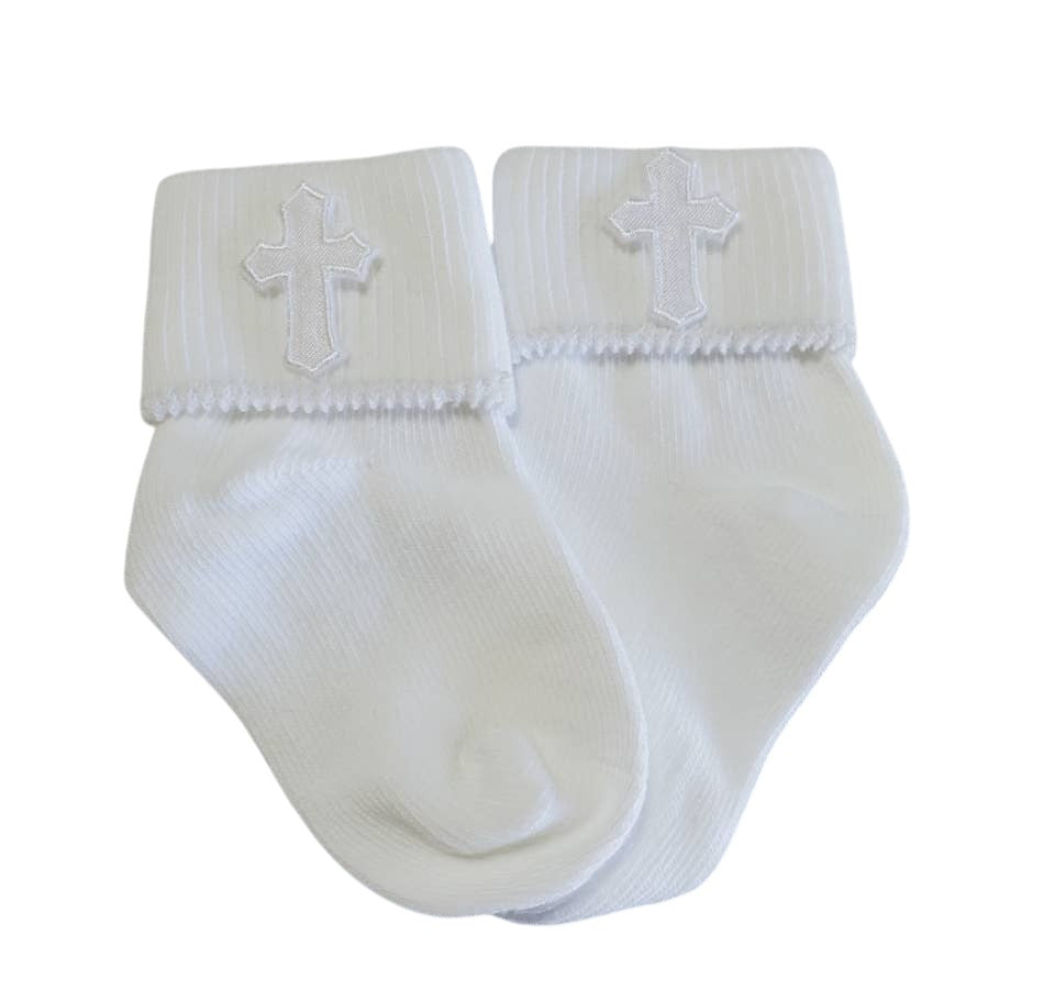 Baby Boy Baptism Socks With Crosses