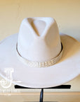 White and Gold Gator Embossed Leather Hat Band Only 951g