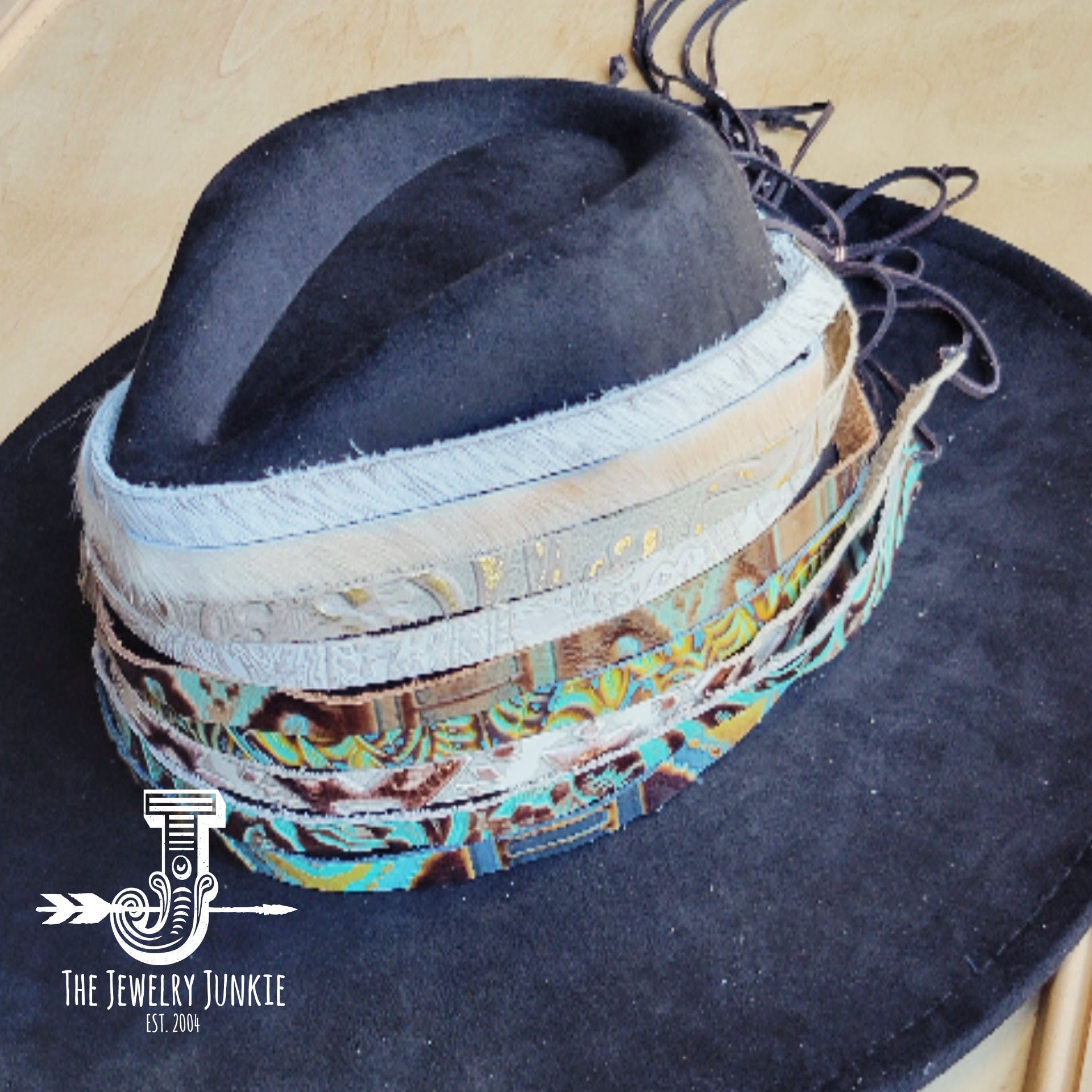 **Napolis Turquoise Brown Embossed Leather Hat Band Only 951L