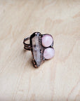 Genuine Rose Quartz Ring in a Copper Setting 012ff