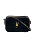 YVES SAINT LAURENT Lou Camera Matelasse Black Suede Crossbody Bag