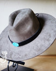 **Brown Cognac or Black Leather Hat Band Only w/ Turquoise Slab 950x