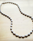 **White Turquoise & Wood Melon Beaded Necklace 258p