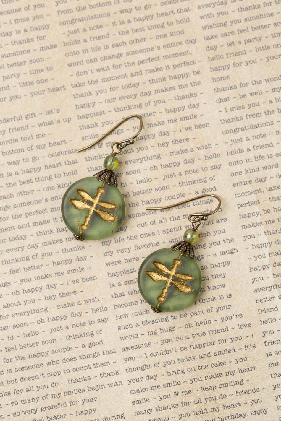 Czech Glass Dragonfly Earrings