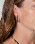 Crisp Autumn Faceted Crystal Dangle With Antique Brass Flower Beadcap Simple Earrings