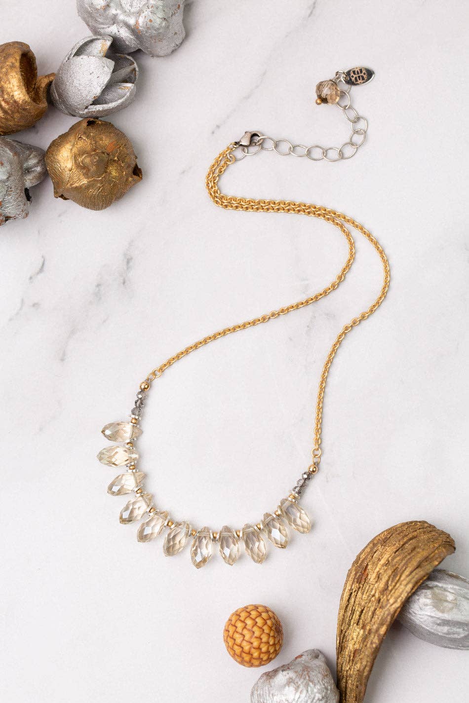 Crystal Droplet Briolette Statement Necklace