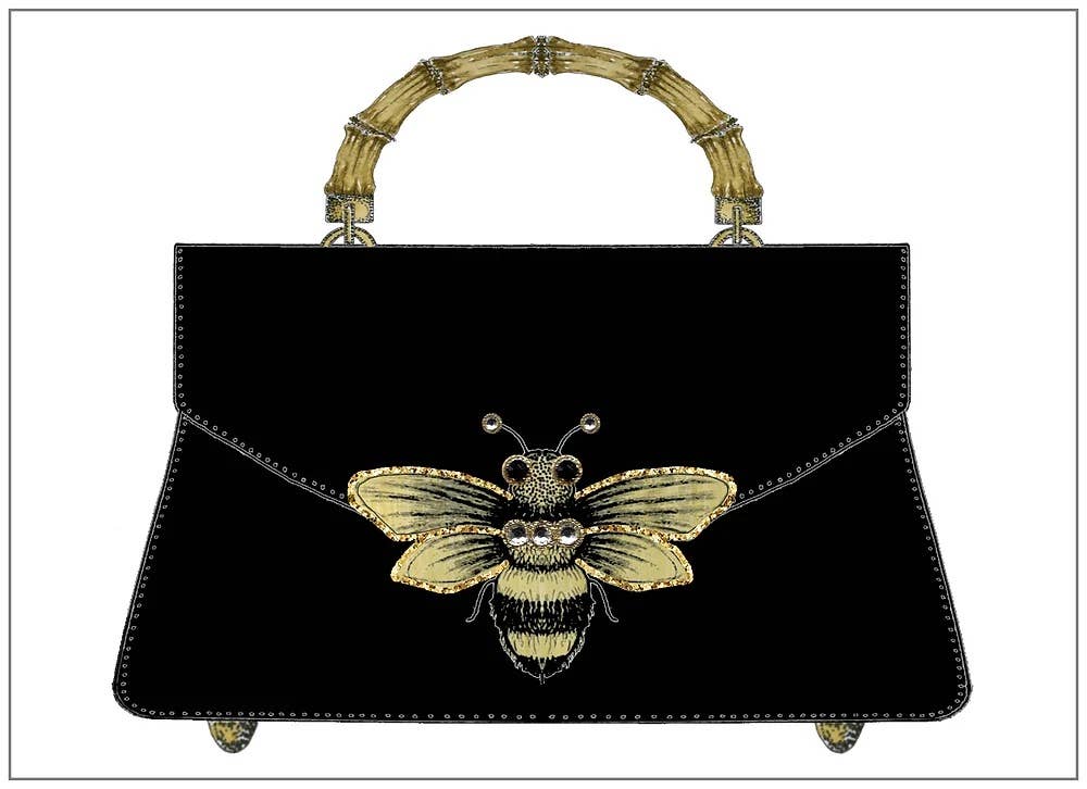 s.e. hagarman Posh Bee Purse Birthday Greeting Card