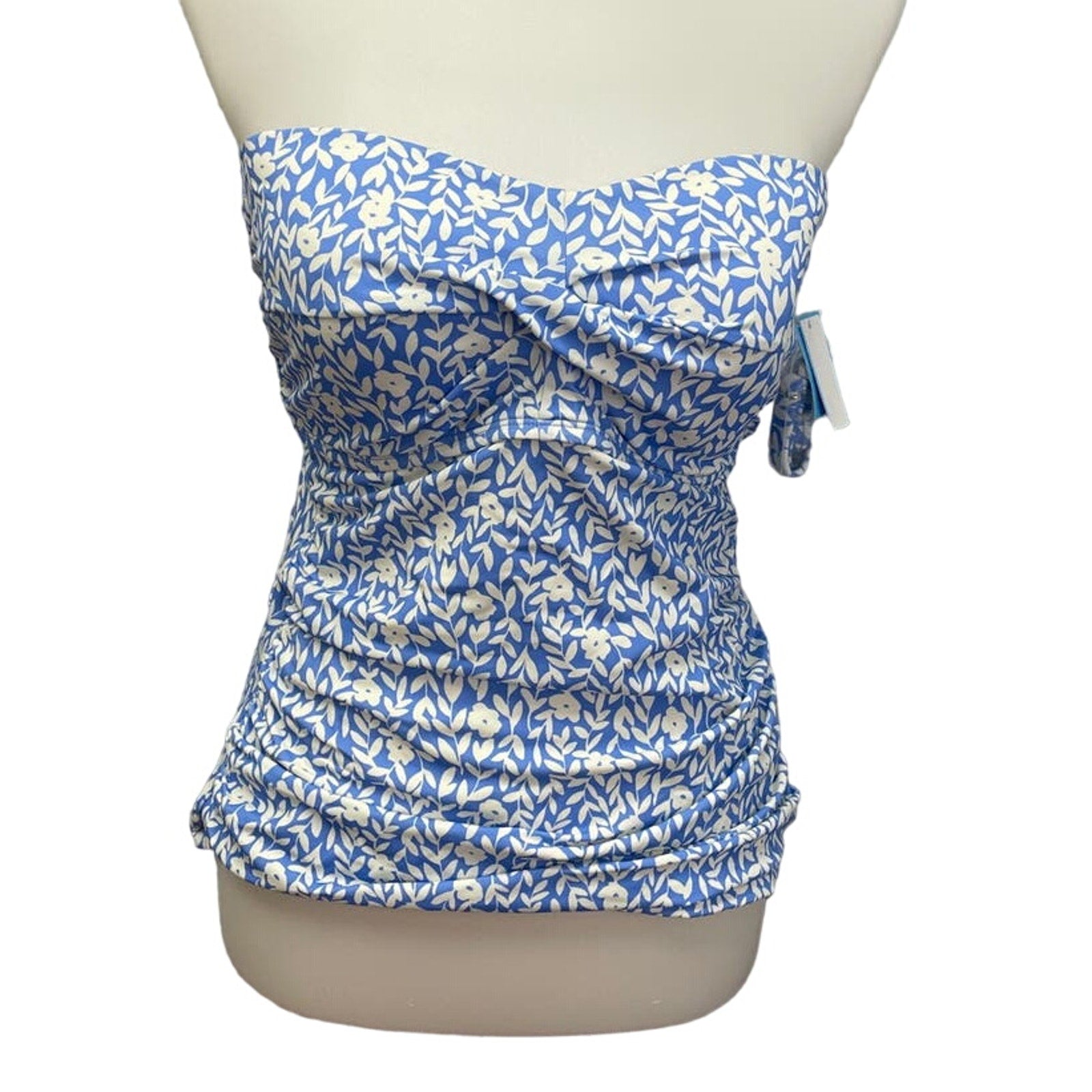 Draper James Detachable Straps Blue Floral Swim Top