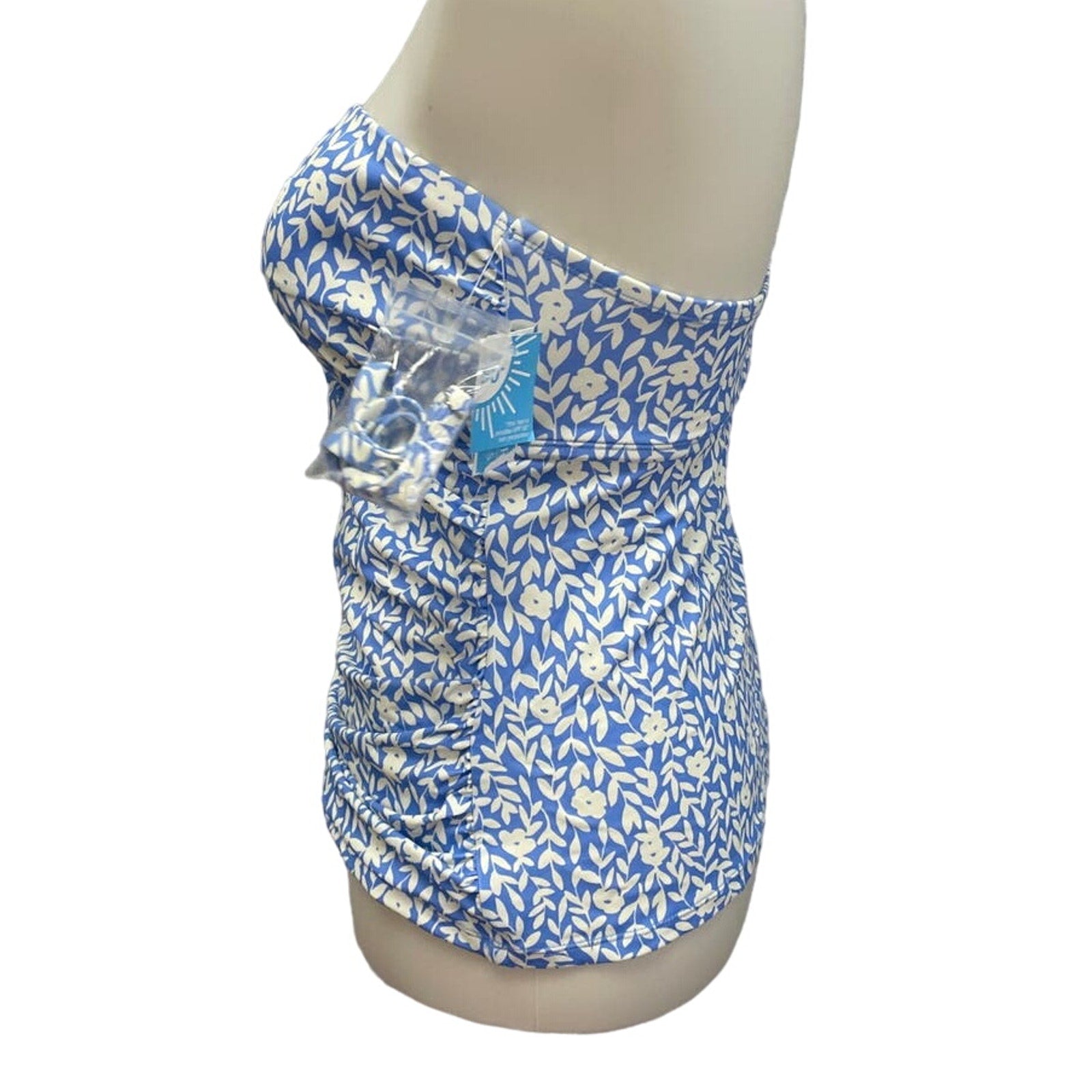 Draper James Detachable Straps Blue Floral Swim Top