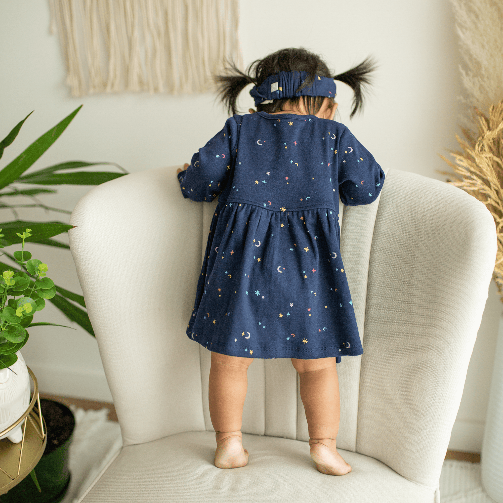 finn + emma Organic Cotton Starry Night Twirl Dress