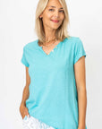 Look Mode made In Italy Button V-Neck Top
