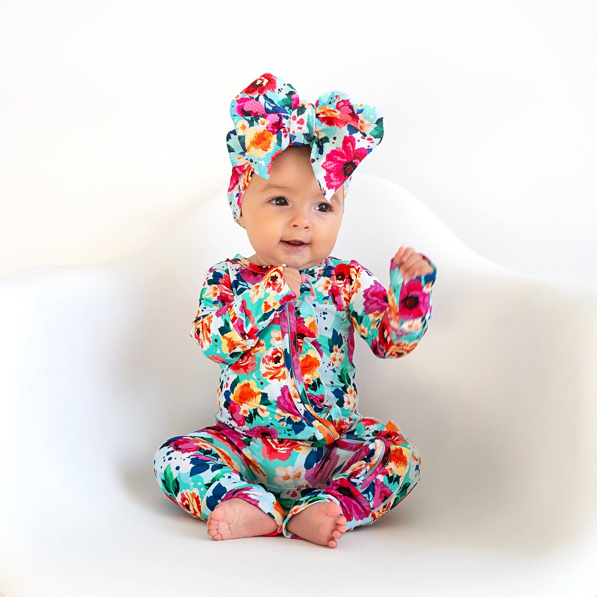 Maggie Ruffle Zip Bamboo Baby Zip Sleepies Little Outfit