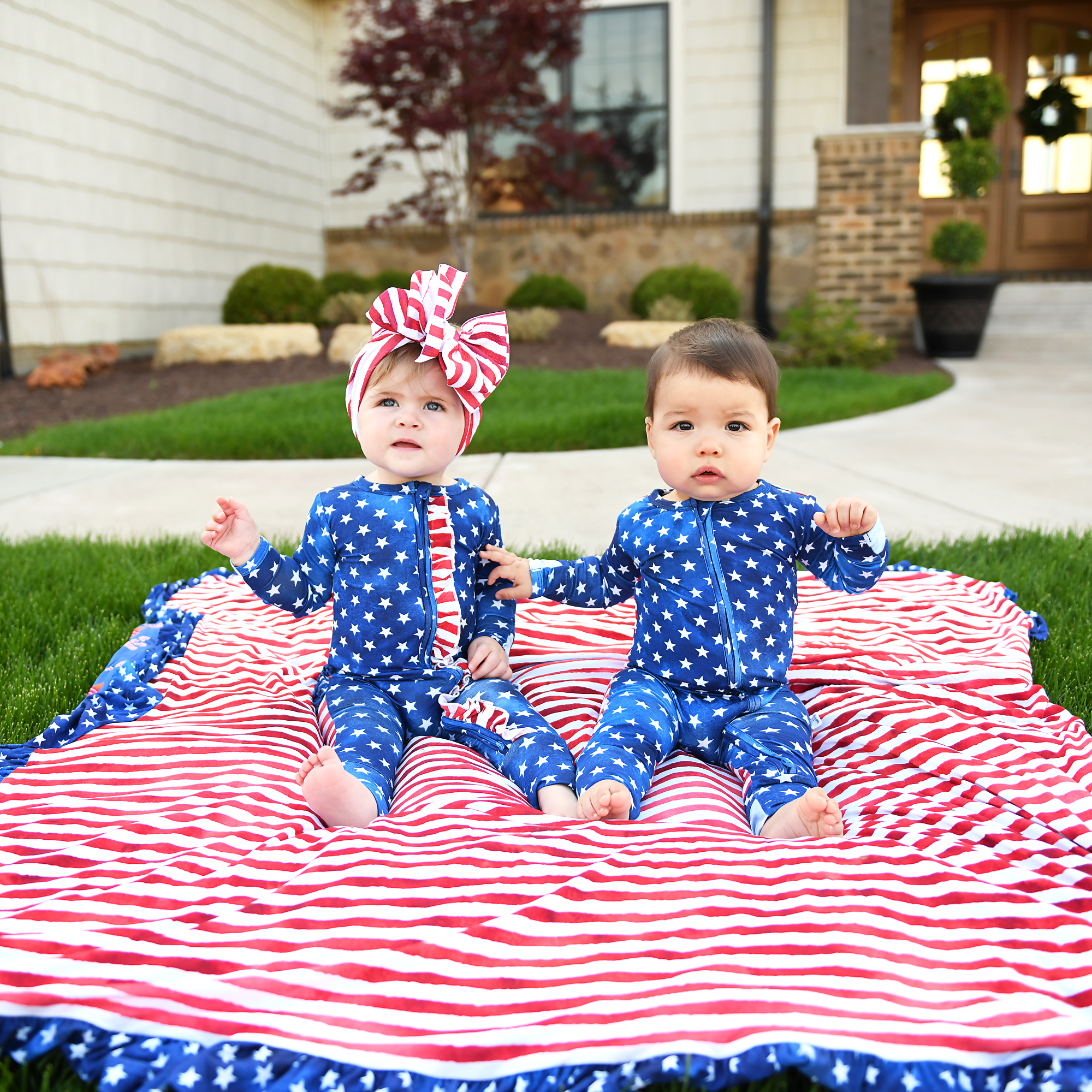 Tie Dye Stars &amp; Stripes Ruffle ZIP