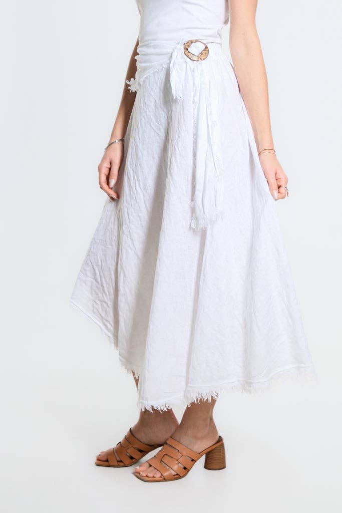Tina Stephens Maureen Diagonal High Low Linen Skirt SS104