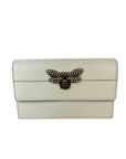 Gucci Queen Margaret Bee Wallet on a Chain Mystic White Clutch