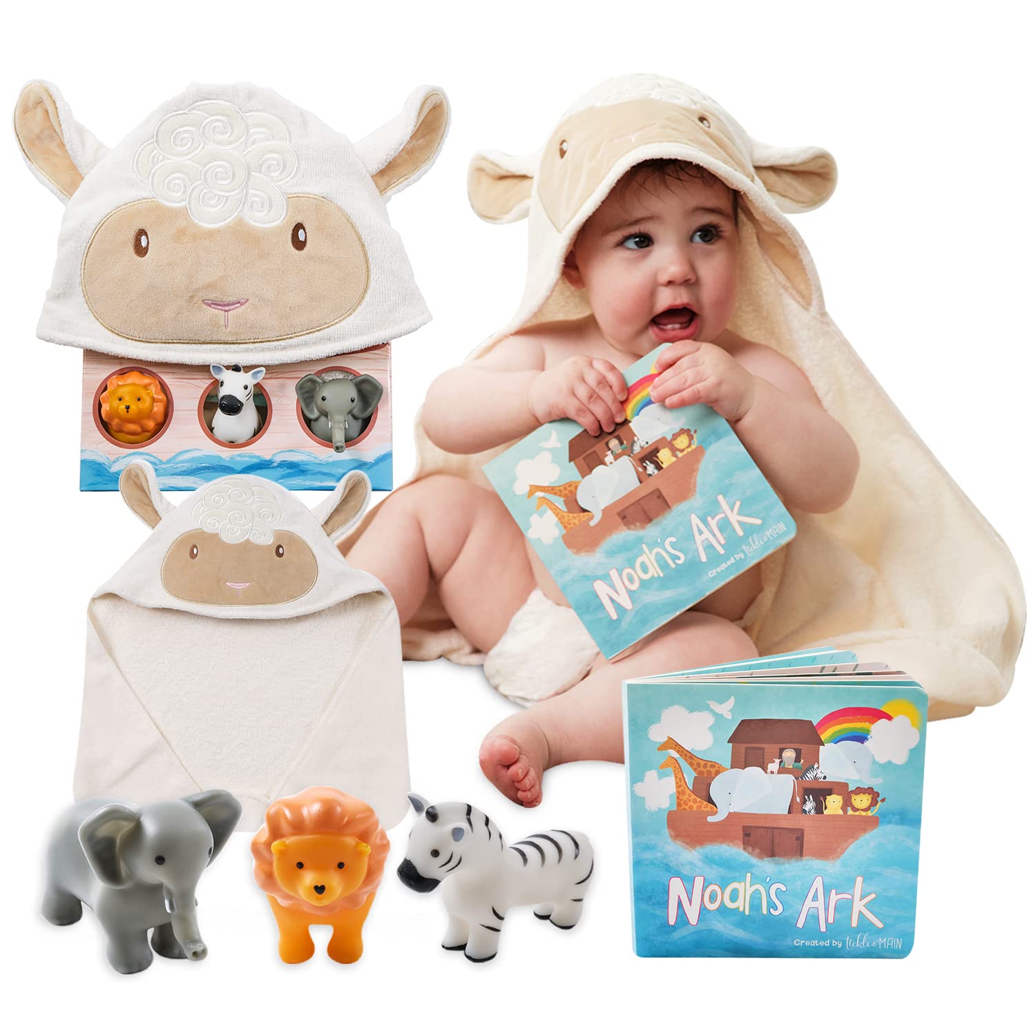 Bearington Baby Noah's Ark 5 Piece Bath Time Set