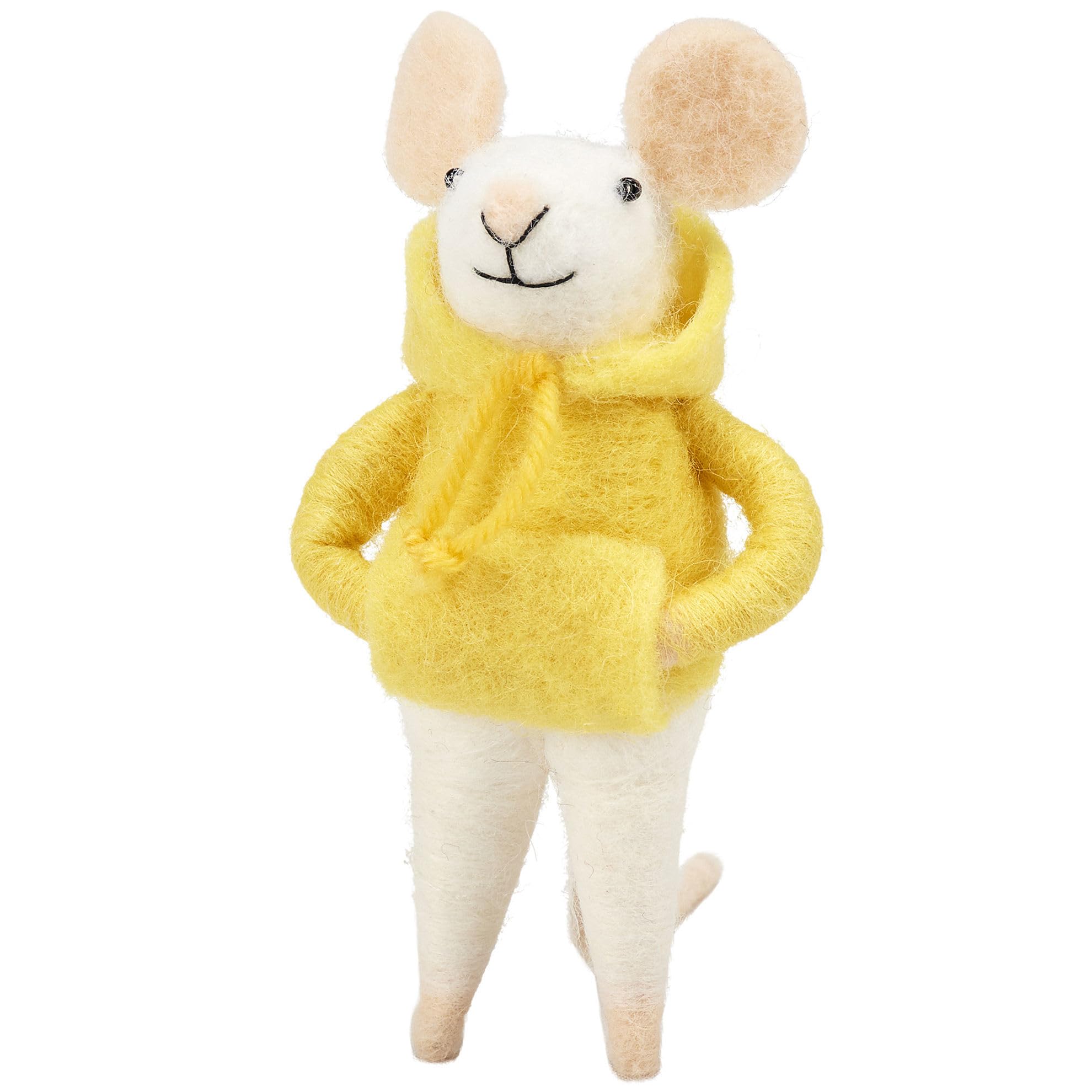 Yellow Hoodie Mouse Critter Ornament