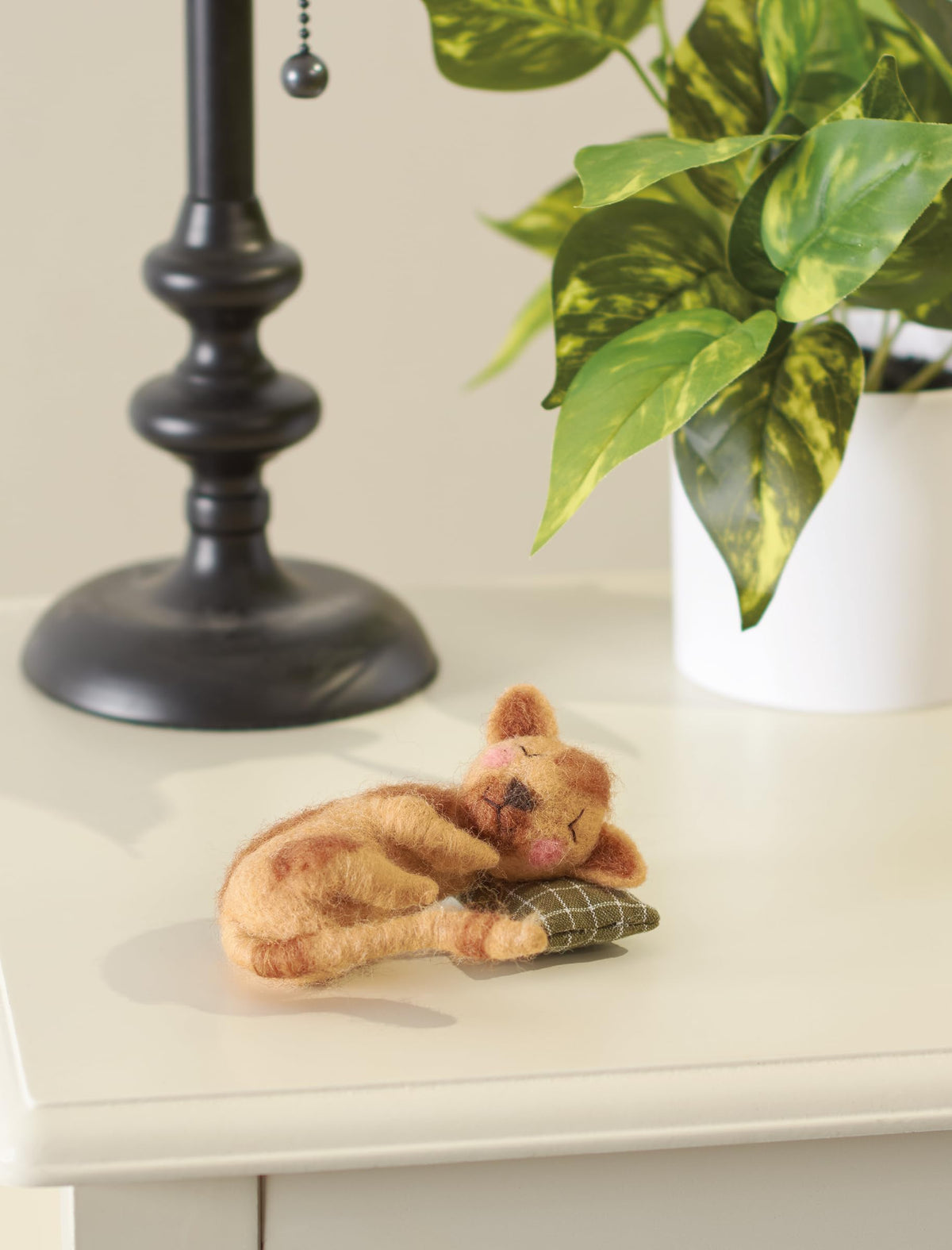 Sleeping Cat Critter Felt Ornament