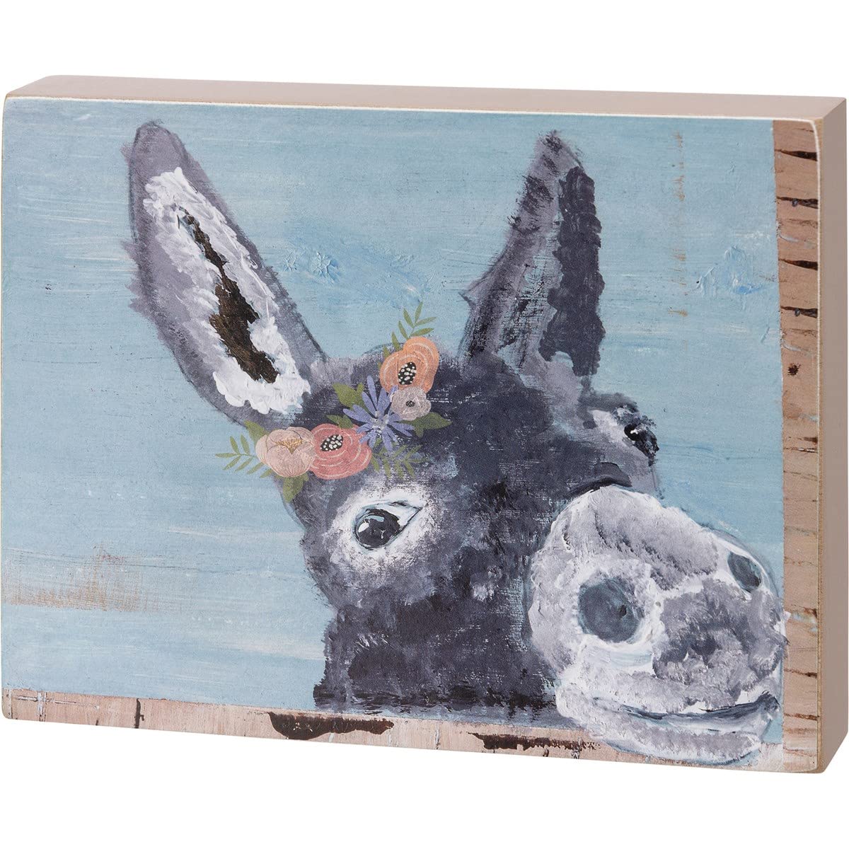 Flower Crown Donkey Block Sign