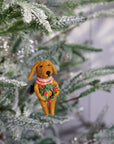 Felt Dog With Wreath Ornament