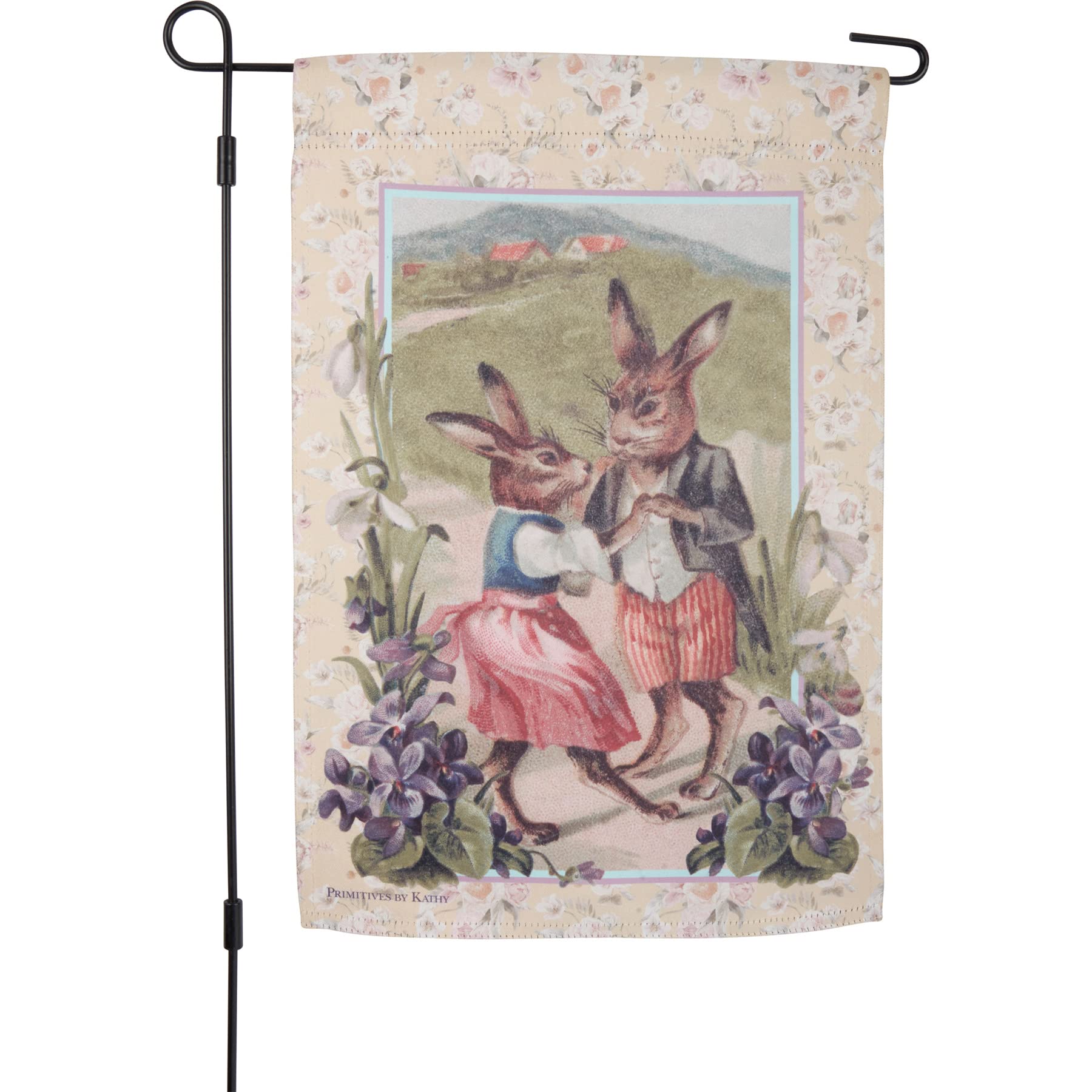 Dancing Bunny Couple Garden Flag