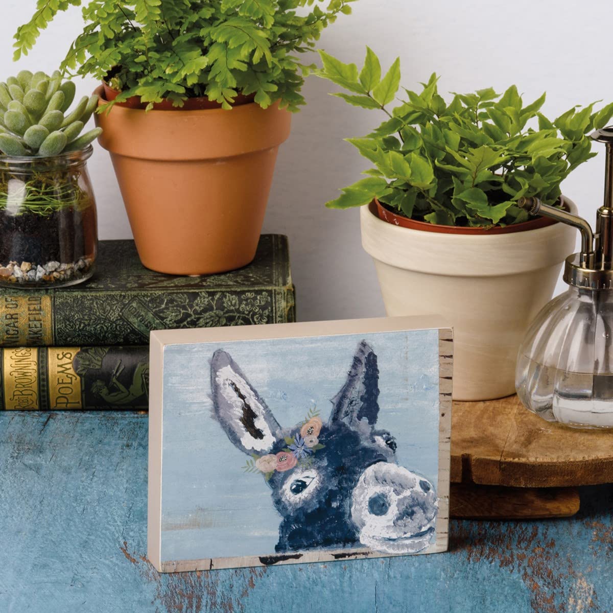 Flower Crown Donkey Block Sign