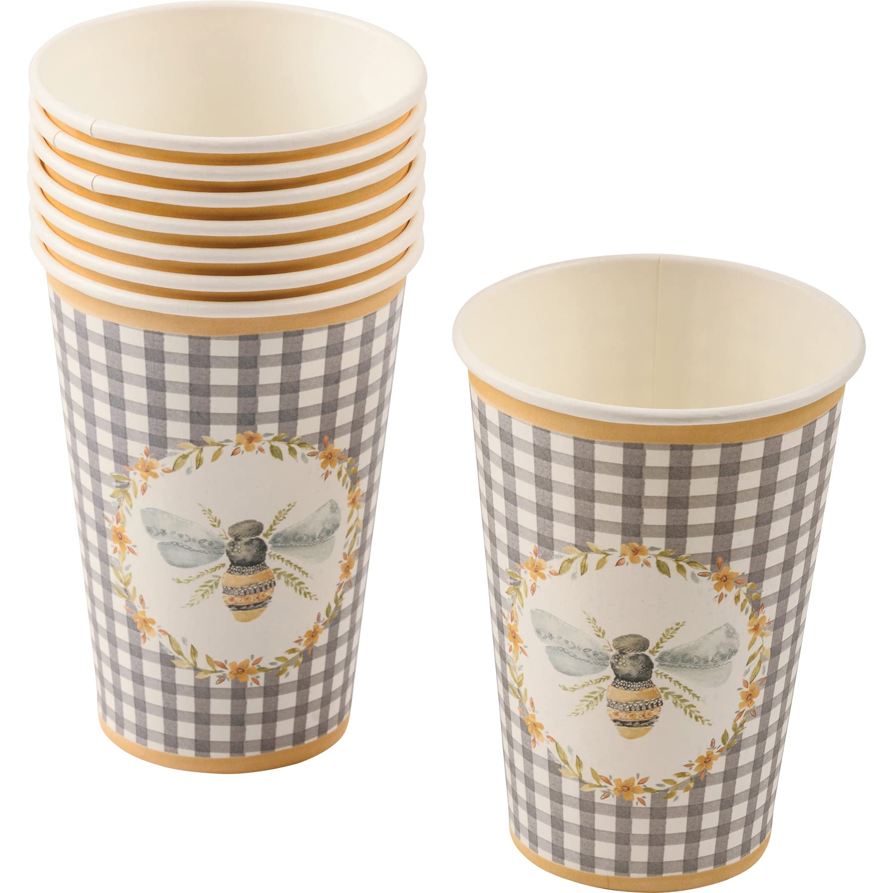 Bumblebee Gingham Paper Cups