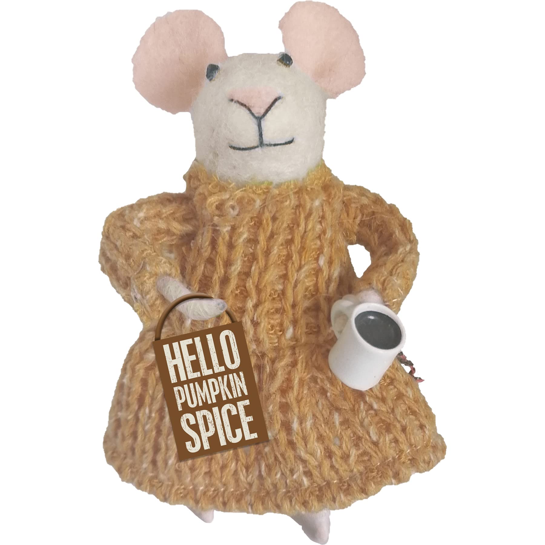 Hello Pumpkin Spice Mouse Critter Ornament
