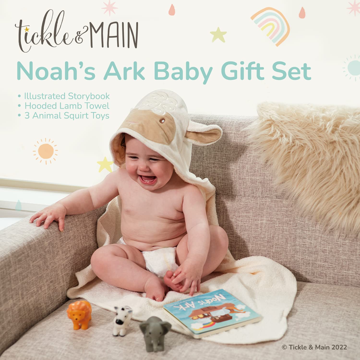 Bearington Baby Noah's Ark 5 Piece Bath Time Set