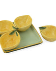 Ceramic Lemon Condiment Bowls With Tray
