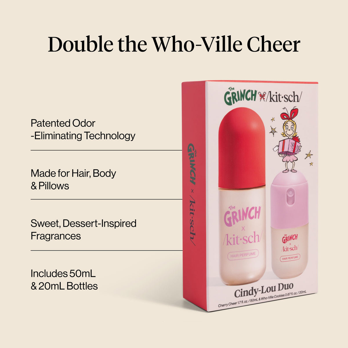 Kitsch The Grinch x Cindy-Lou Hair Perfume Duo - Hair Spray &amp; Body Mist