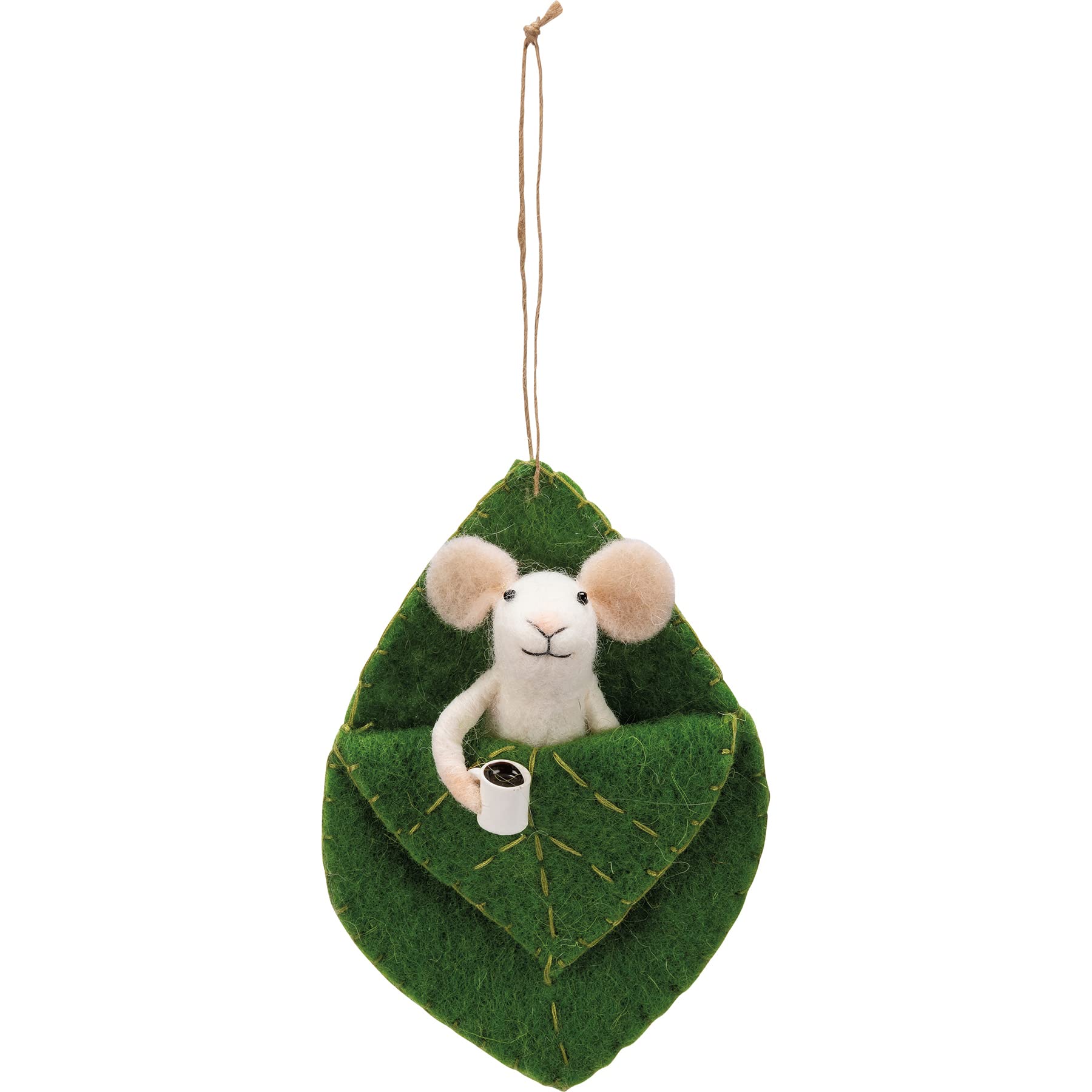 Mouse In Leaf Bed Critter Ornament