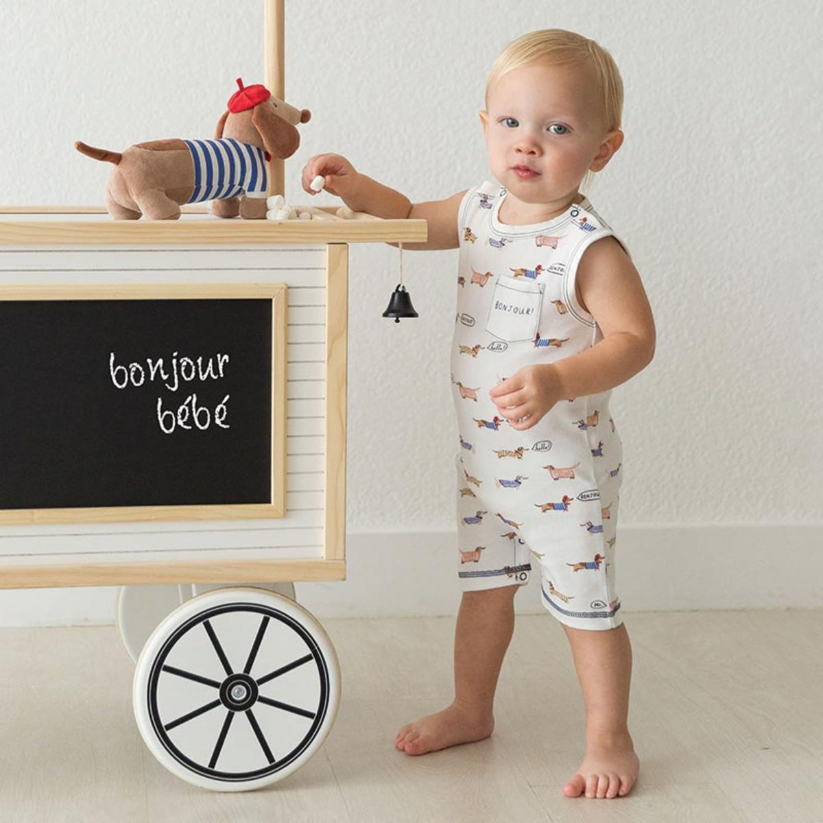 Bonjour Dachshund Baby Boy Tank Romper