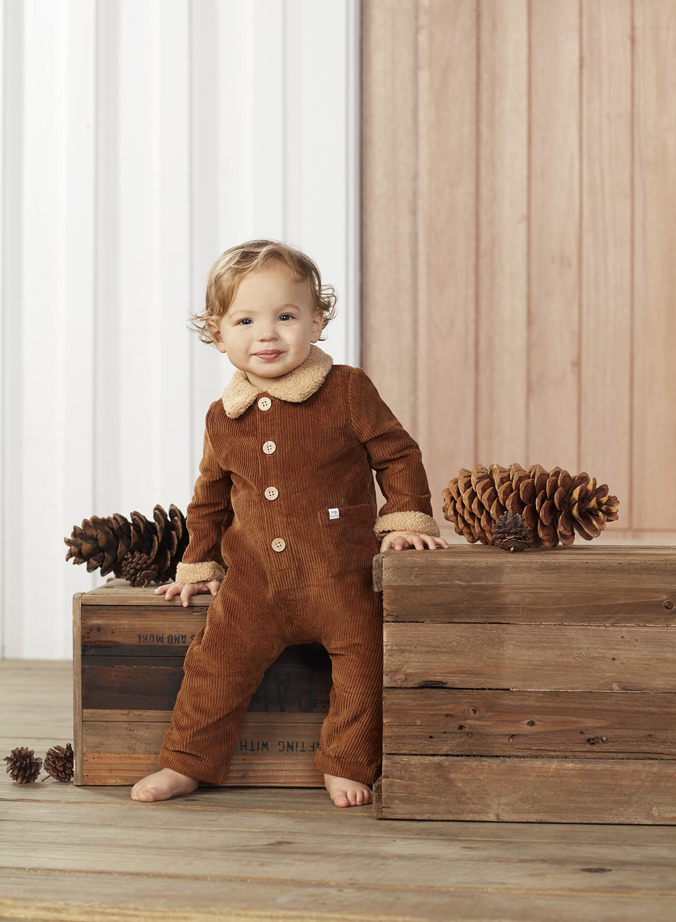 Mud Pie Brown Corduroy Shearling One Piece