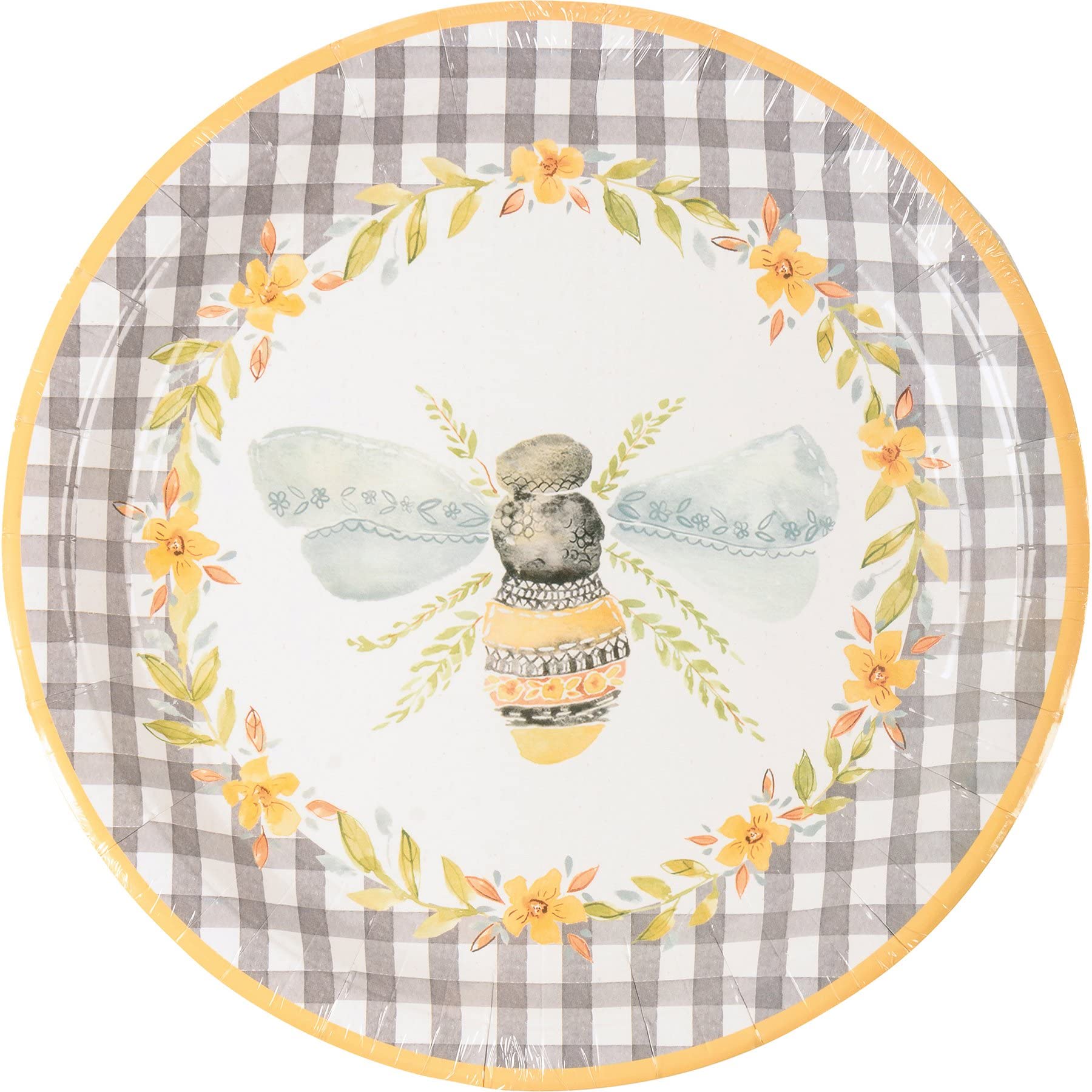 Bumblebee Gingham Paper Plate Set