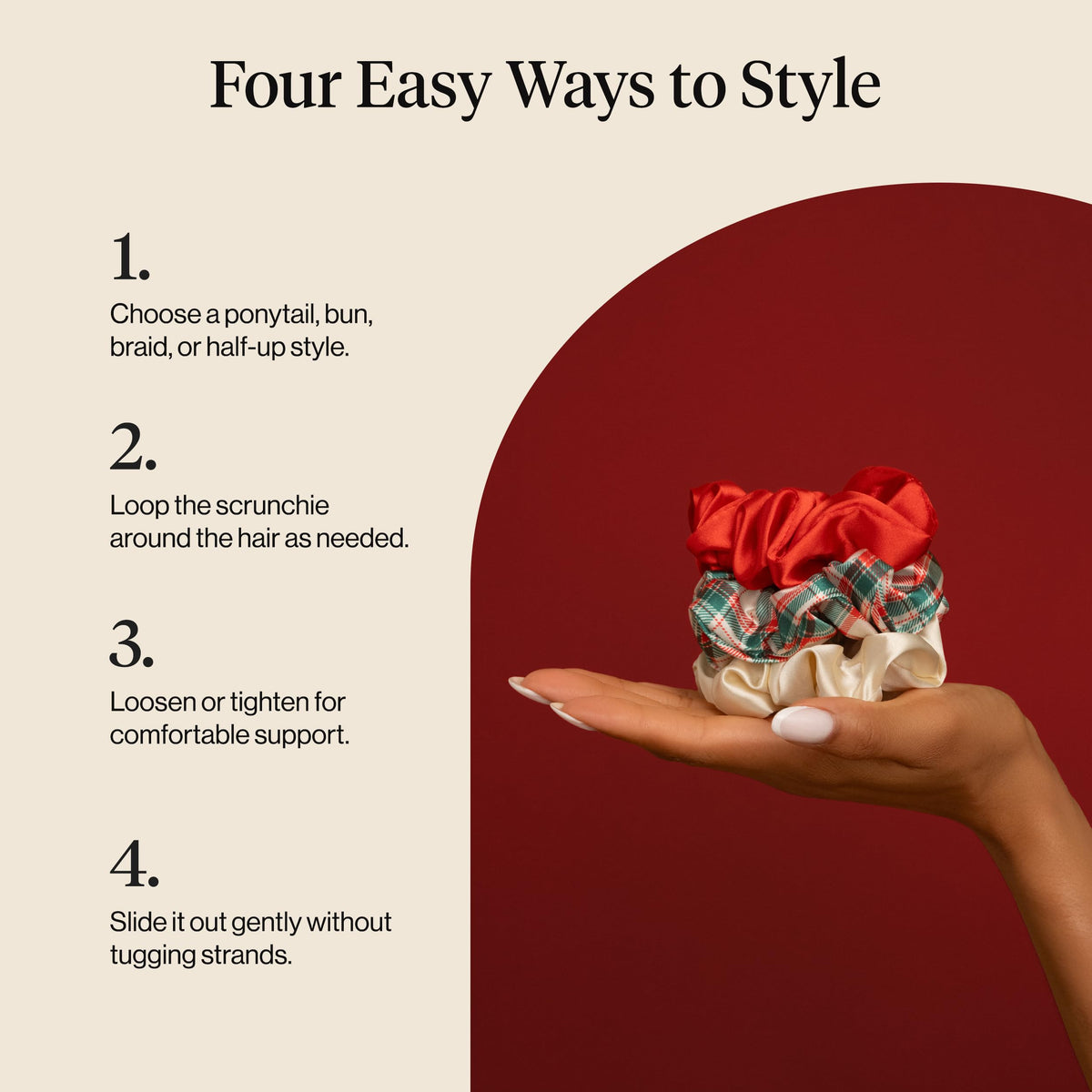 KITSCH Christmas 3 Piece Satin Scrunchies