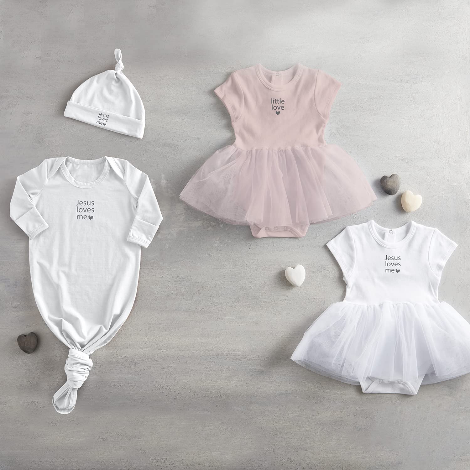 Jesus Loves Me Knotted Baby Gown (Newborn)