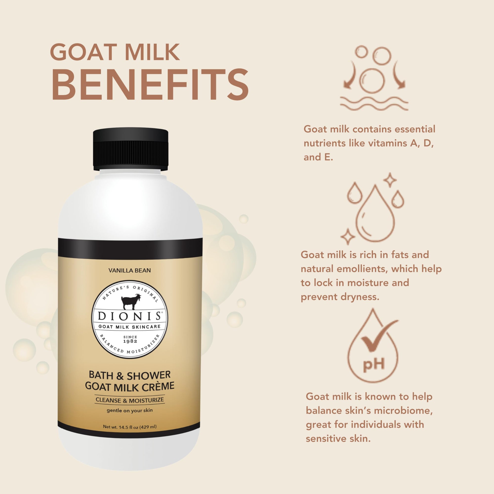 Dionis Vanilla Bean Goat Milk Bath &amp; Shower Crème