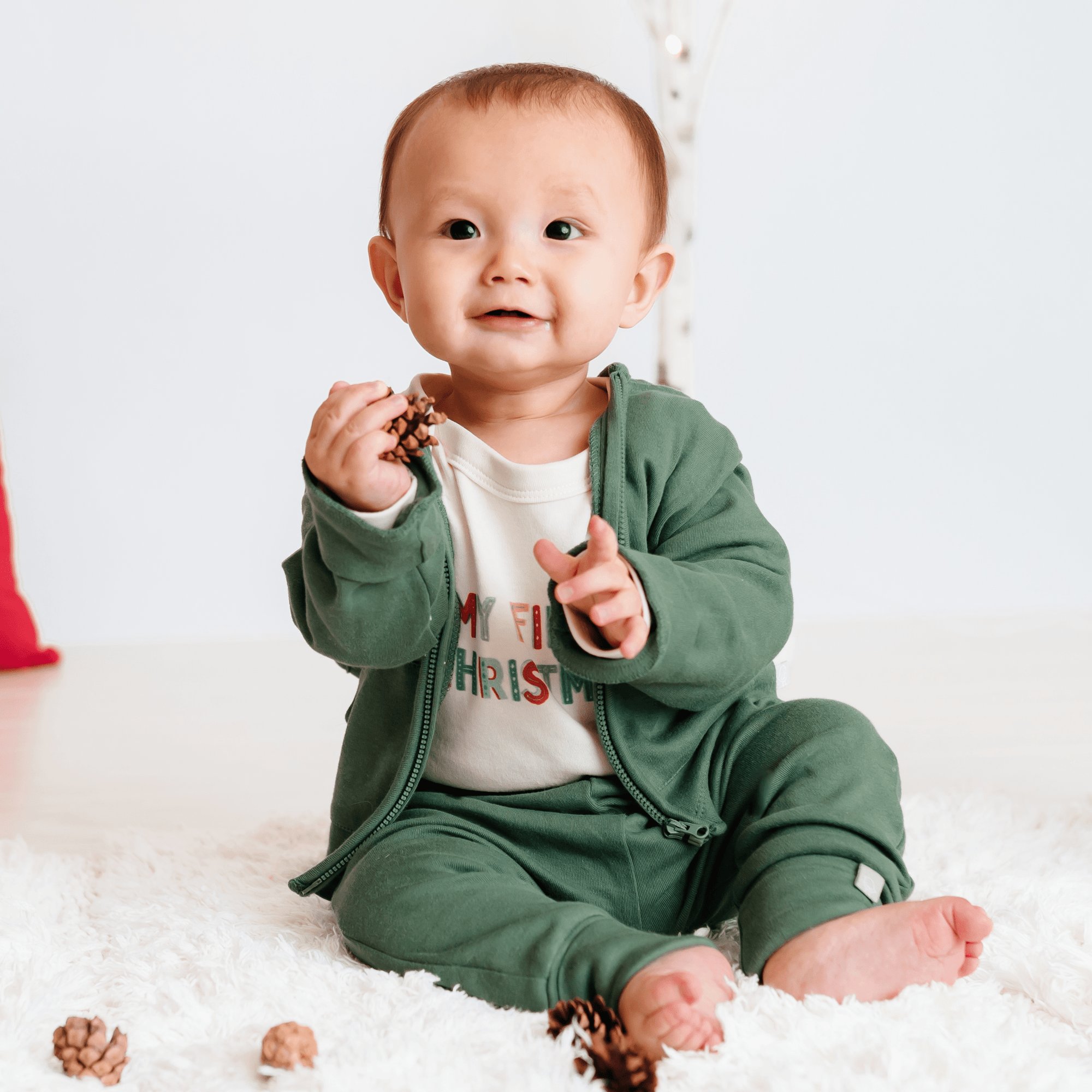 finn + emma Organic Cotton Pine Green Hoodie