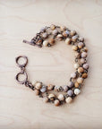 Frosted Picture Jasper Triple Strand Bracelet 808f